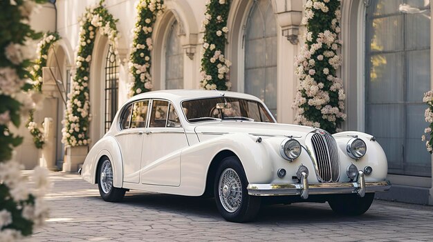 Classic White Luxury Wedding Car