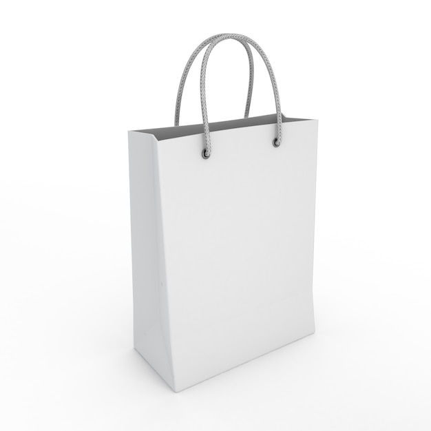 Classic white shopping bag isolated