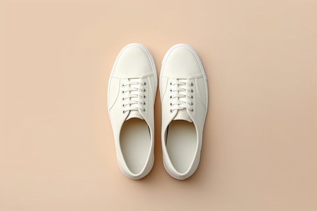 Classic white sneakers blank mockup front view