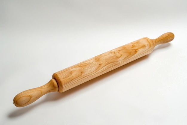 Photo a classic wooden rolling pin with handles
