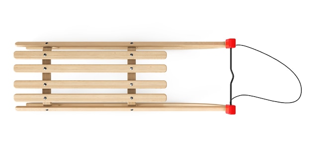 Classic Wooden Sled on a white background