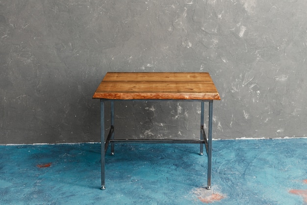 Classic wooden table built from furniture factory with raw and original premium cut of wood