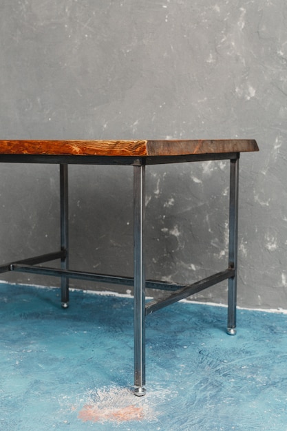 Classic wooden table built from furniture factory with raw and original premium cut of wood