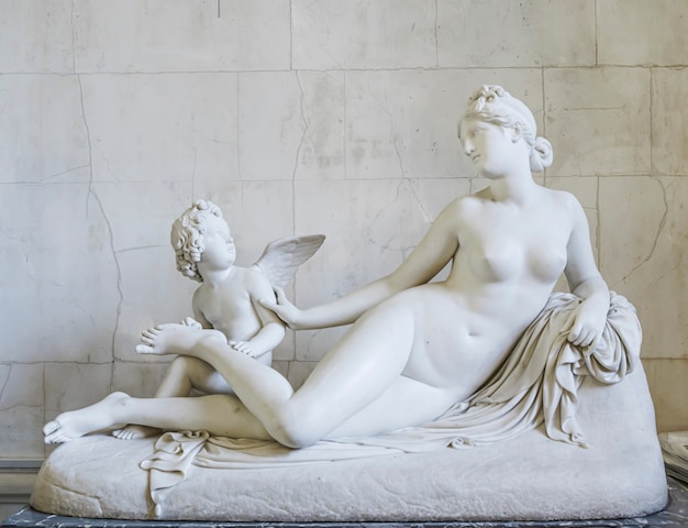 Classical antique marble sculptures from ancient greek and roman culture high quality photo