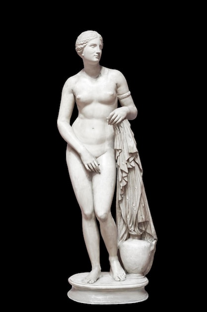 Classical antique sculpture of a woman in marble or white stone
ancient greek art and culture human