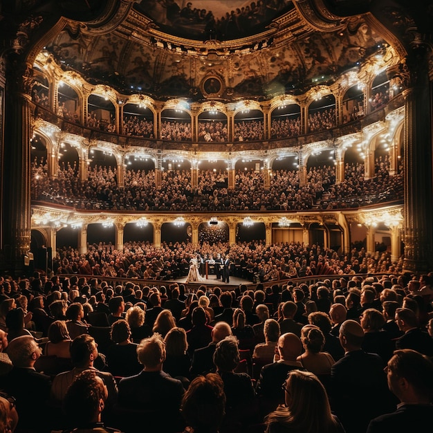 Classical Music Performance at Munich Opera Festival with Large Crowd in Theatre