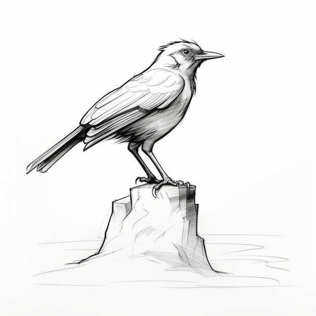 Photo classical proportions sketch of a bird on a stump