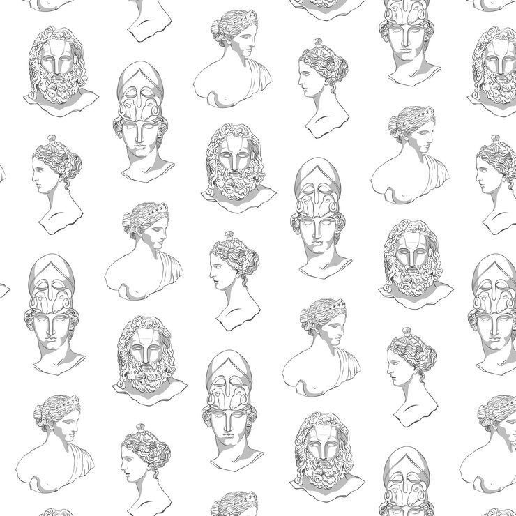 Photo classical sculpture png pattern background gods line art design on transparent background