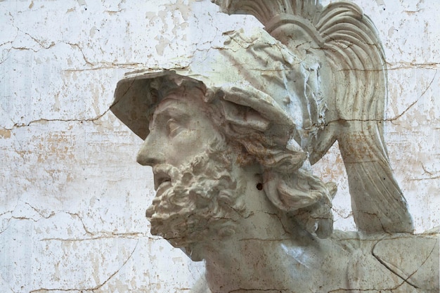 Classical sculpture with textures, White greek bust of Pericles