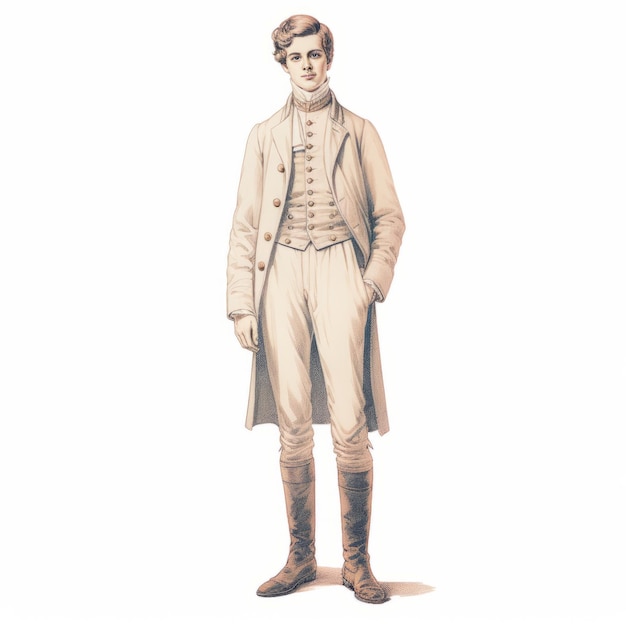 Photo classical style illustration of a dignified man in a coat and boots
