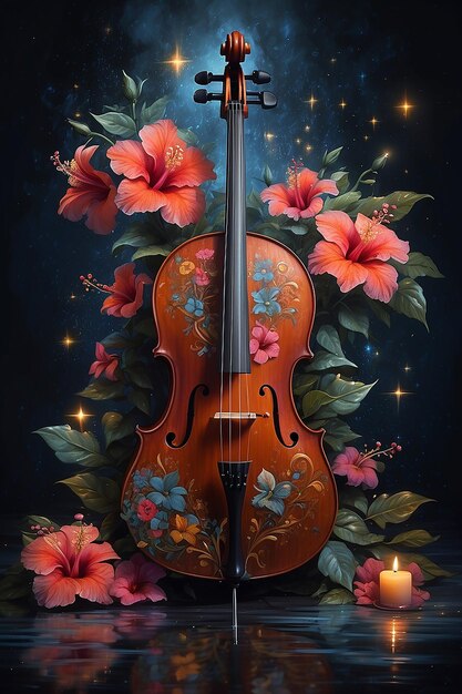 Photo classical violin on curtain background