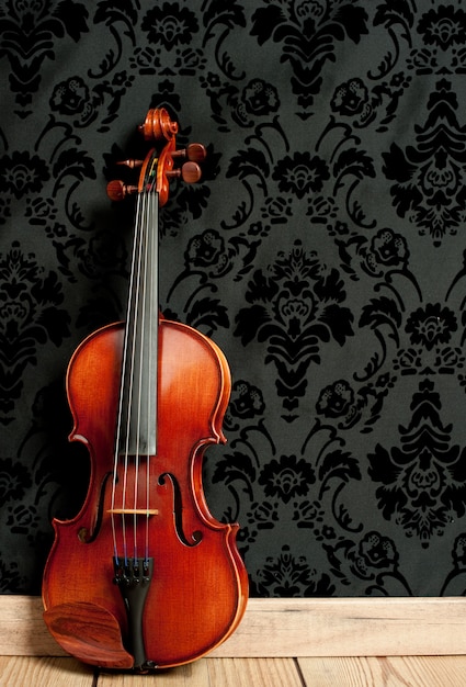 classical violin in vintage wall