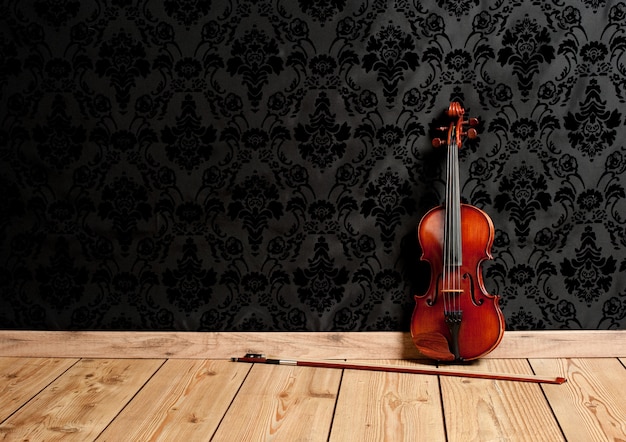 classical violin in vintage wall