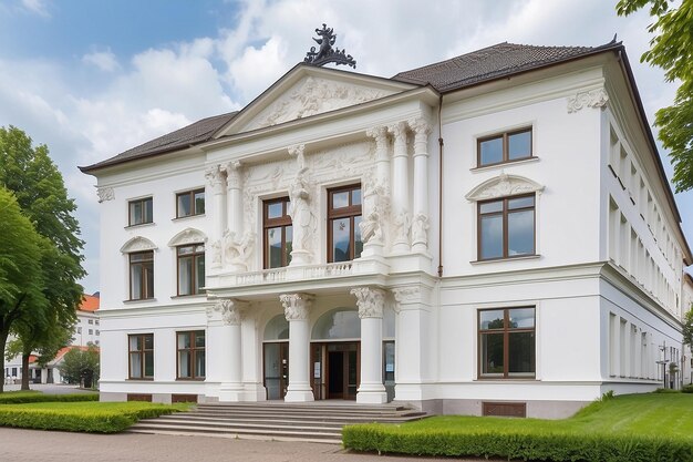 Photo classical white facade of the house of culture