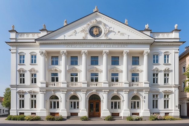 Photo classical white facade of the house of culture