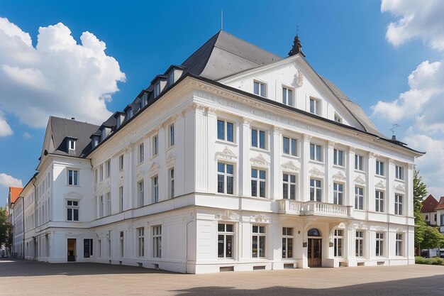 Photo classical white facade of the house of culture