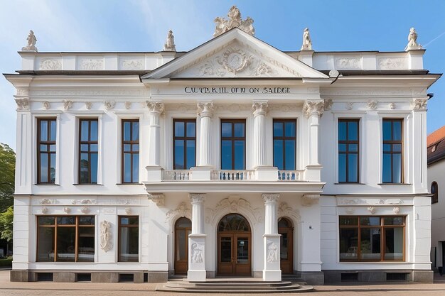 Classical white facade of the house of culture