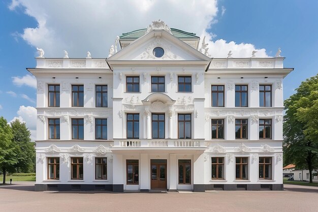 Photo classical white facade of the house of culture