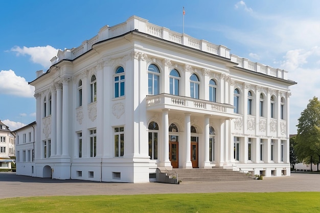 Photo classical white facade of the house of culture