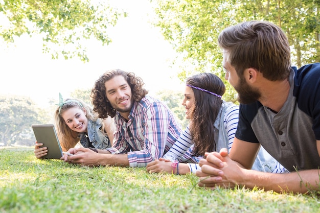 Classmates revising together on campus