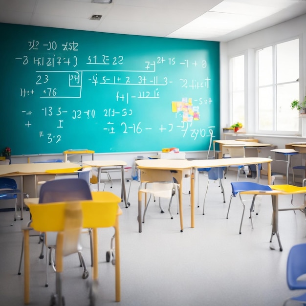 Premium AI Image classroom chair table bench whiteboard