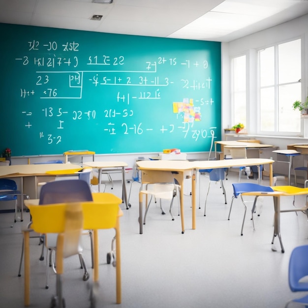 classroom chair table bench whiteboard