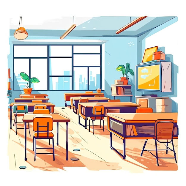 Photo classroom flat illustration