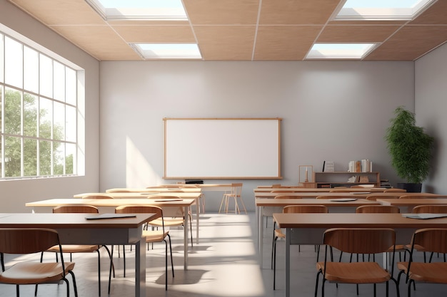 Classroom interior of the school style