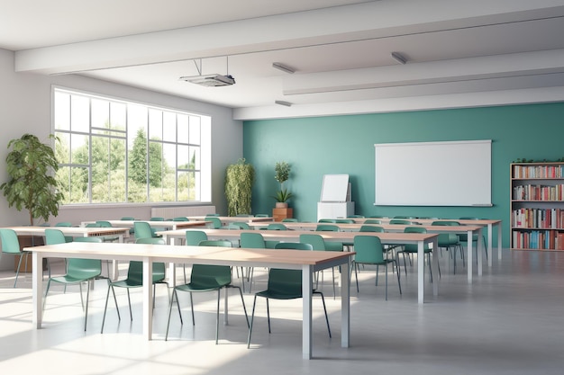 Classroom interior of the school style