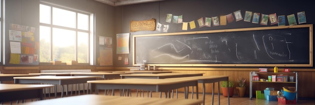 黒板と机のある教室 生成的なAI