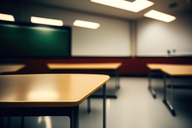 Foto un'aula con una lavagna verde e una tavola verde con una tavola verdi sullo sfondo.