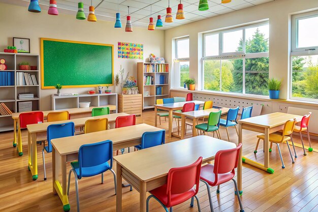Photo a classroom with a sign that says welcome to welcome to the school
