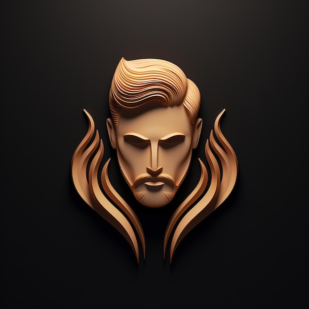 a classy 3d men hair logo