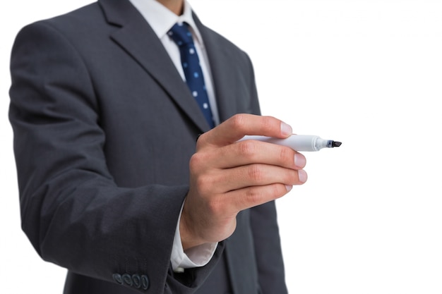 Classy businessman holding a marker