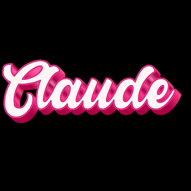 Photo claude typography 3d design pink black white background photo jpg