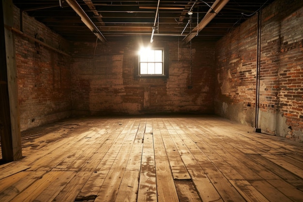 Photo claustrophobic basement wooden space energy generate ai
