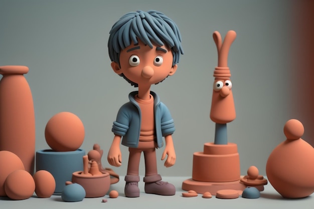 Photo a clay character toys in the background generated by ai