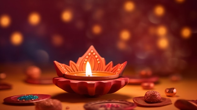 Clay Diya lamps lit during Diwali