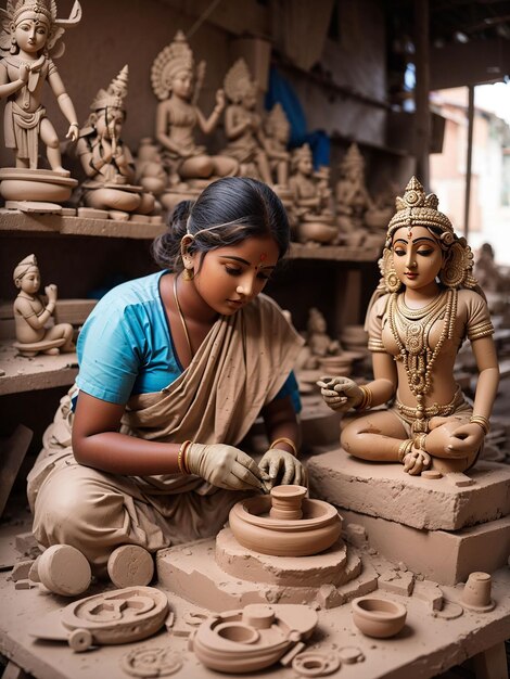 Clay figurines of skilled artisans