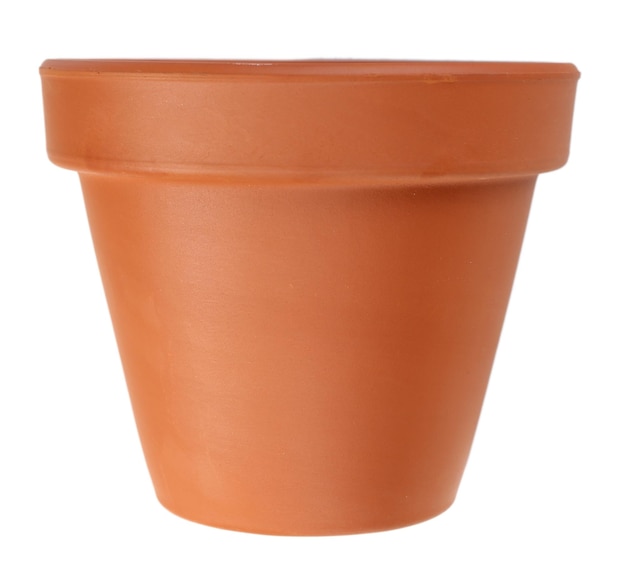 Clay flower pot isolated on white
