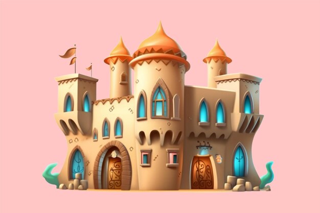 clay house illustration 3d render