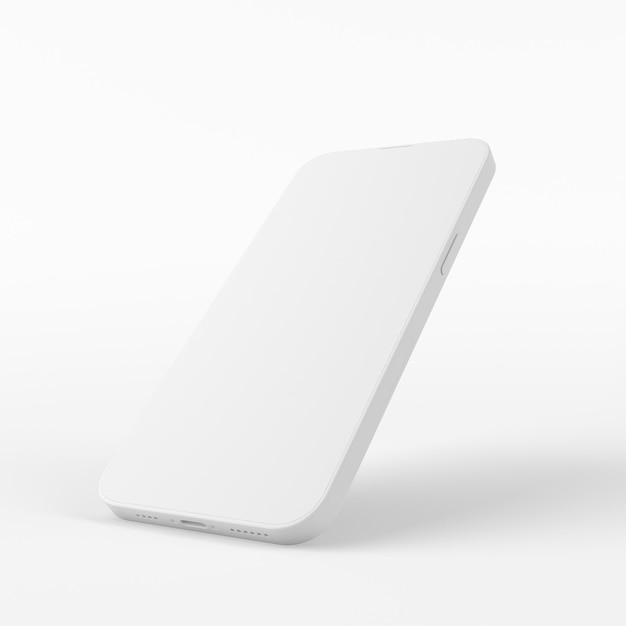 Photo clay phone 14 pro isolated right view in white background