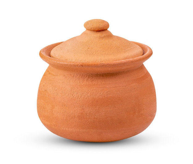 Clay pot isolated on white.