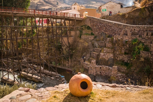 clay pot with stone constructions