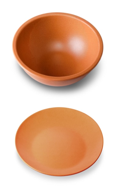 Clay saucer for products on a white background