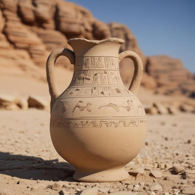 a clay vase with the word ancient on it