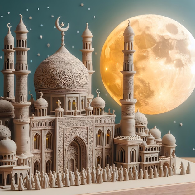 Claymation CloseUp Mosque Moon