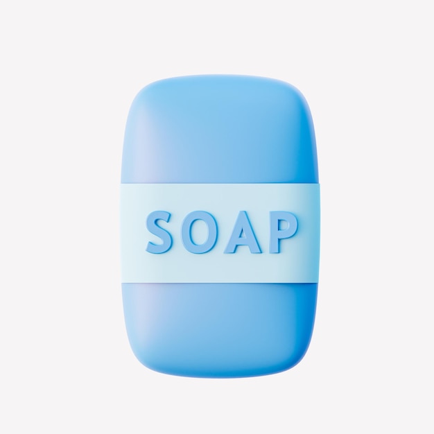 Photo clean bar blue soap 3d rendering