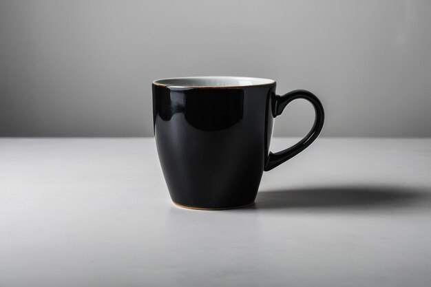 Photo clean black mug on white background