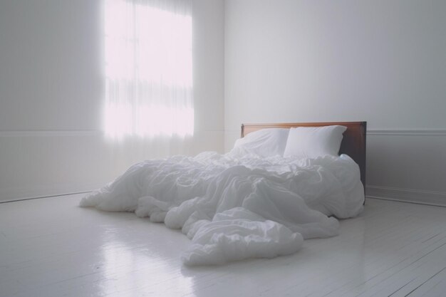 Clean blank bed morning